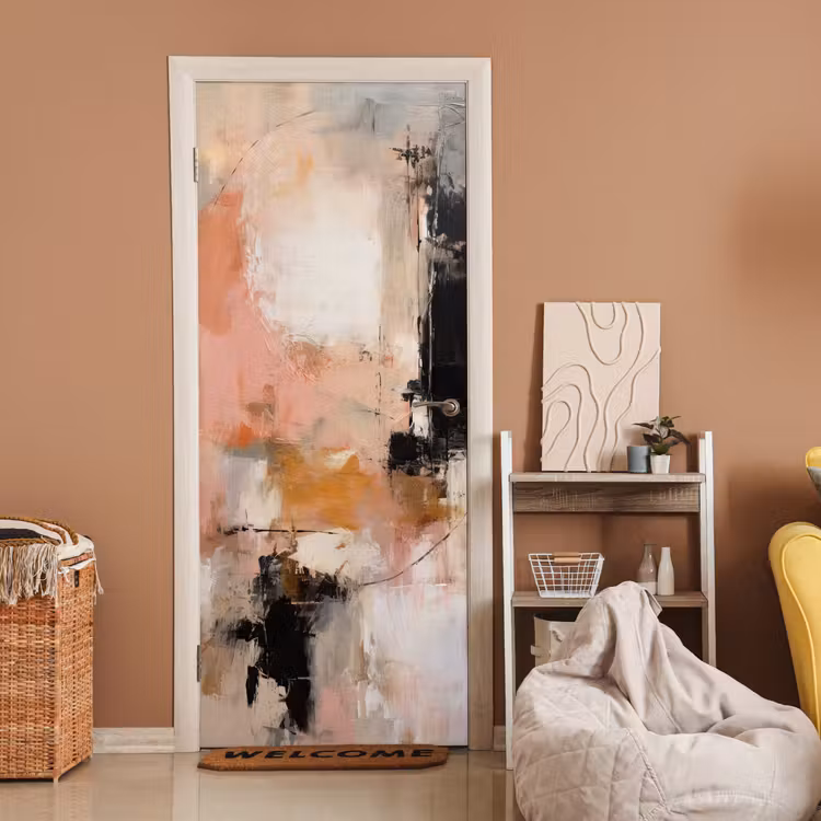 Kunst - Abstract - Beige - Verf deurposter klein -sfeer1
