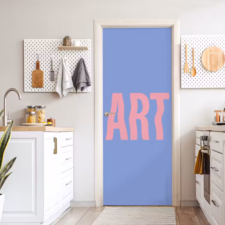 Art - Roze - Blauw deurposter klein -sfeer5