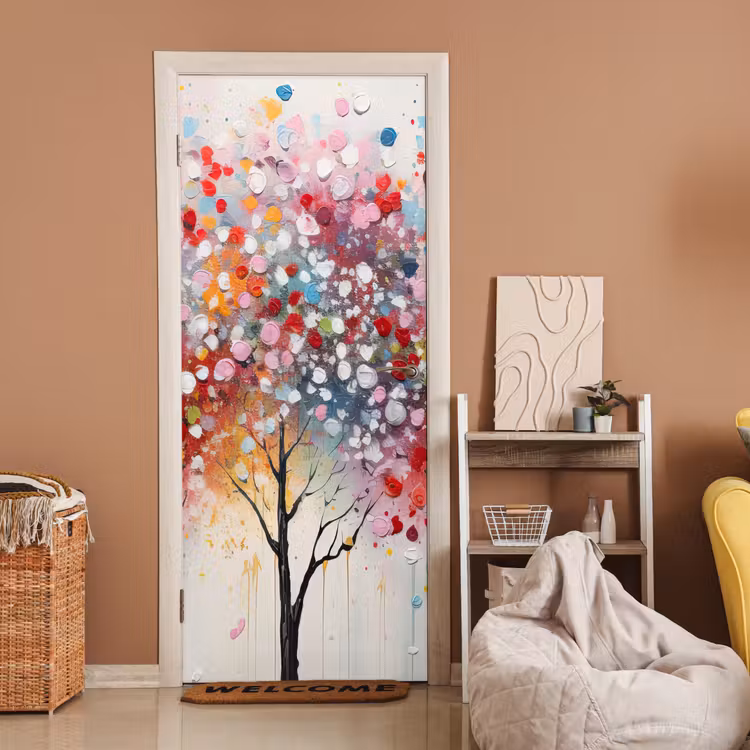 Kunst - Bomen - Natuur - Acryl deurposter klein -sfeer1