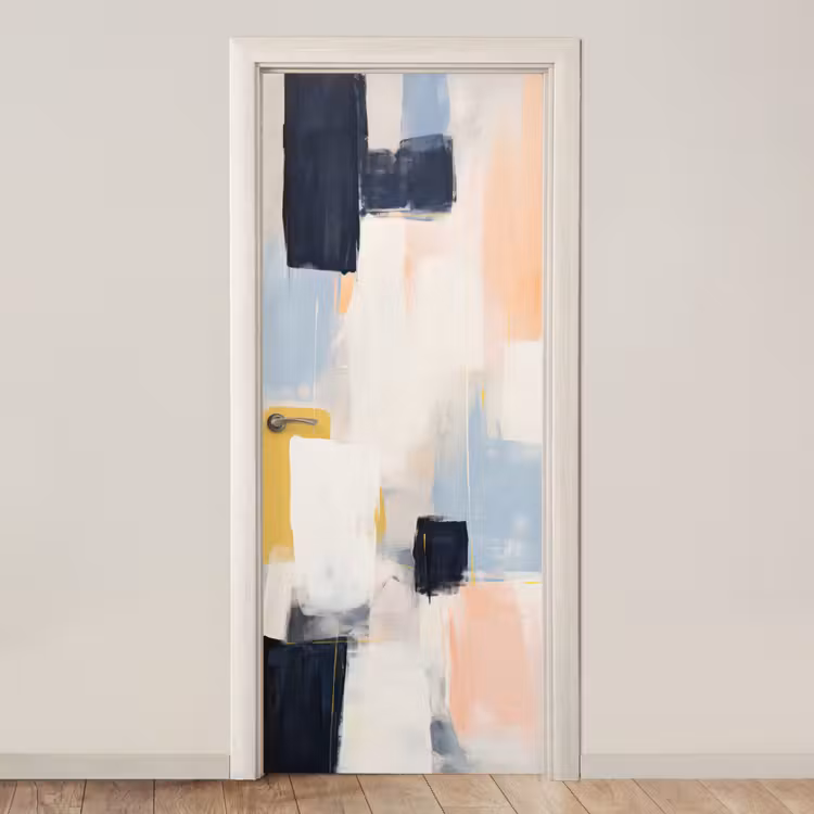 Kunst - Wit - Abstract - Modern deurposter klein -3d_beige