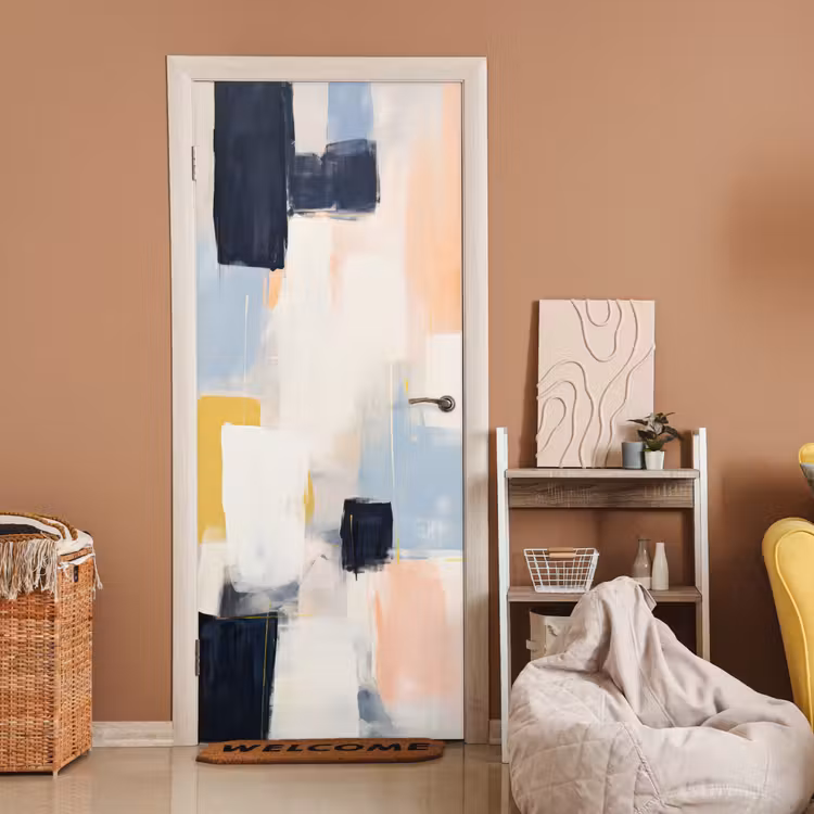 Kunst - Wit - Abstract - Modern deurposter klein -sfeer1