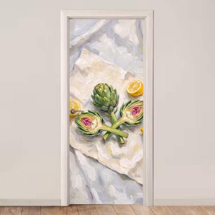 Door sticker - Artichoke - Lemon - Food - Artisjok - Citroen - Eten deurposter klein