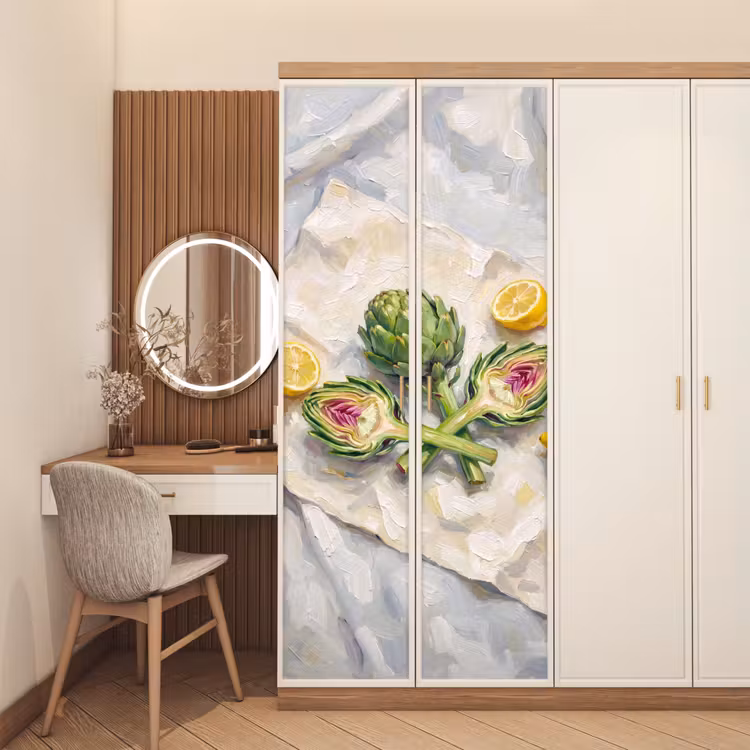 Door sticker - Artichoke - Lemon - Food - Artisjok - Citroen - Eten deurposter klein