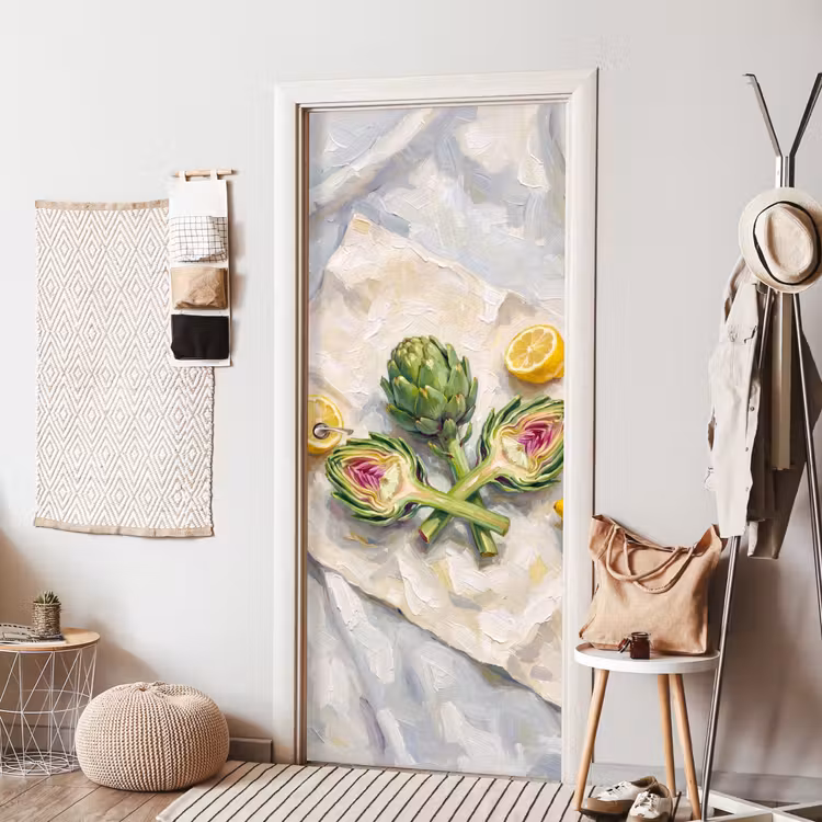 Door sticker - Artichoke - Lemon - Food - Artisjok - Citroen - Eten deurposter klein