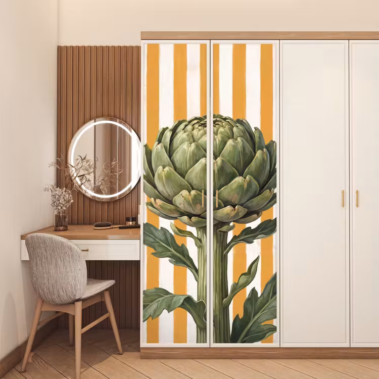 Door sticker - Artichoke - Modern - Vegetable - Artisjok - Modern - Groente deurposter klein