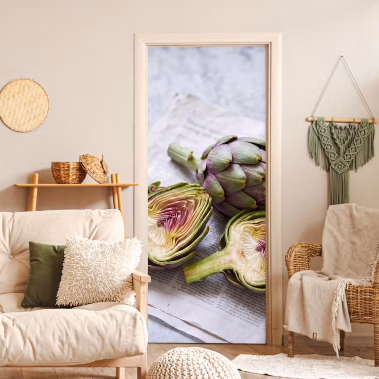 Door sticker - Artichoke - Sliced - Food - Artisjok - Doorgesneden - Eten deurposter klein