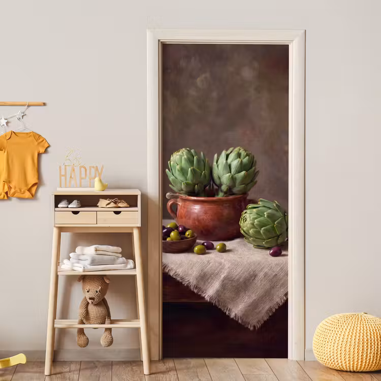 Door sticker - Artichokes - Olives - Food - Artisjokken - Olijven - Eten deurposter klein