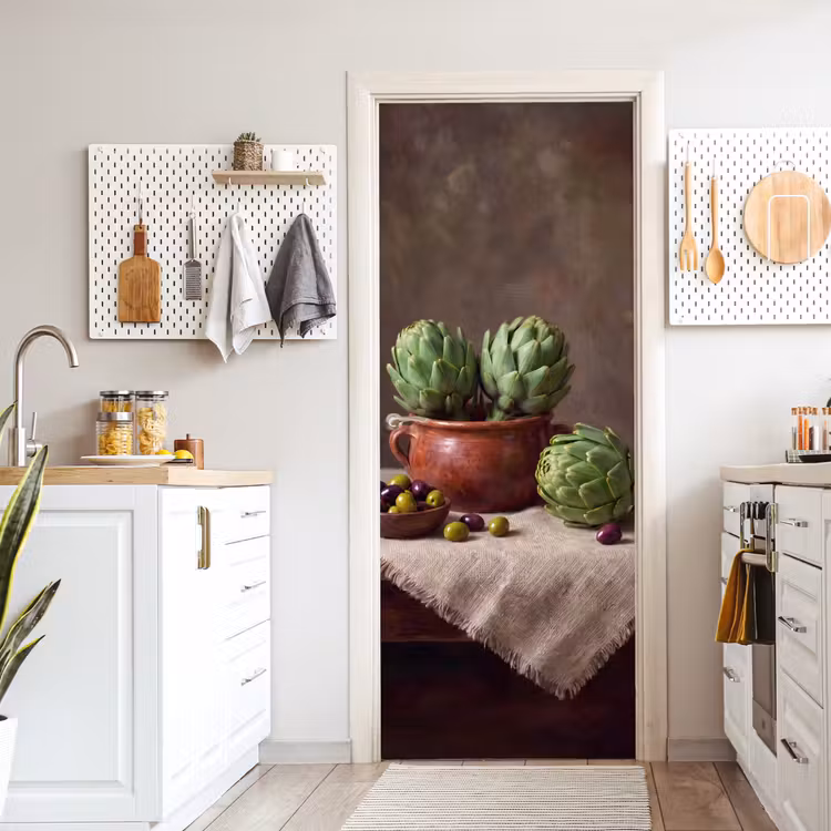 Door sticker - Artichokes - Olives - Food - Artisjokken - Olijven - Eten deurposter klein