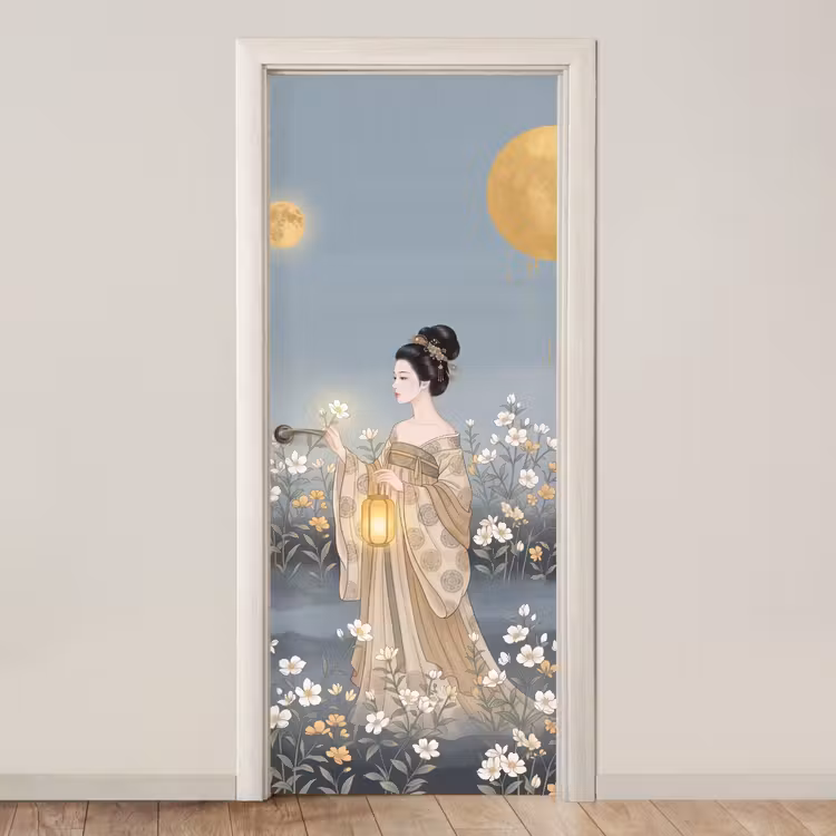Aziatisch - Vrouw - Kimono deurposter klein -3d_beige