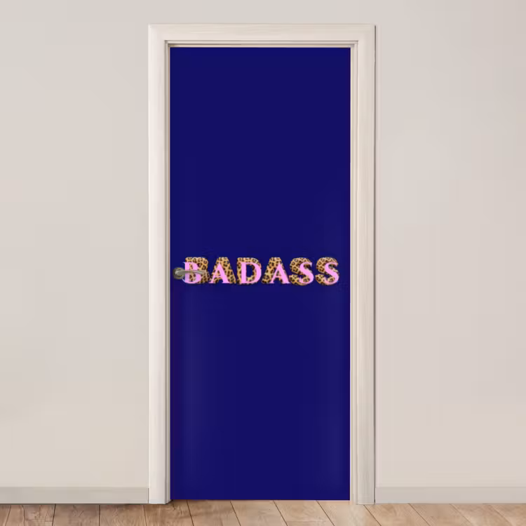 Badass - Panterpint - Schaduw - Roze deurposter klein -3d_beige