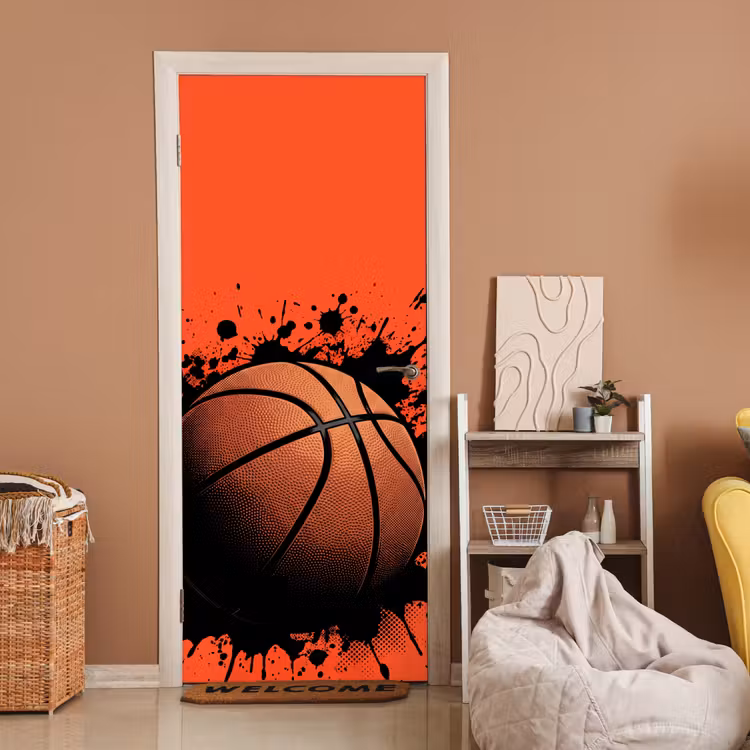 Basketbal - Verf - Sport - Oranje deurposter klein -sfeer1