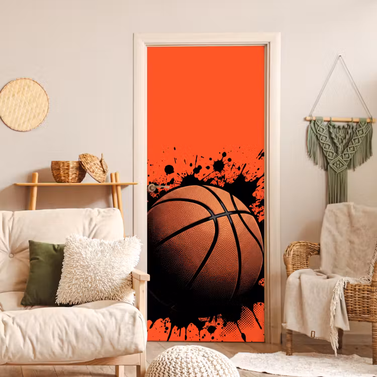 Basketbal - Verf - Sport - Oranje deurposter klein -sfeer2