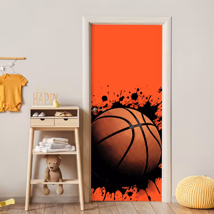 Basketbal - Verf - Sport - Oranje deurposter klein -sfeer4