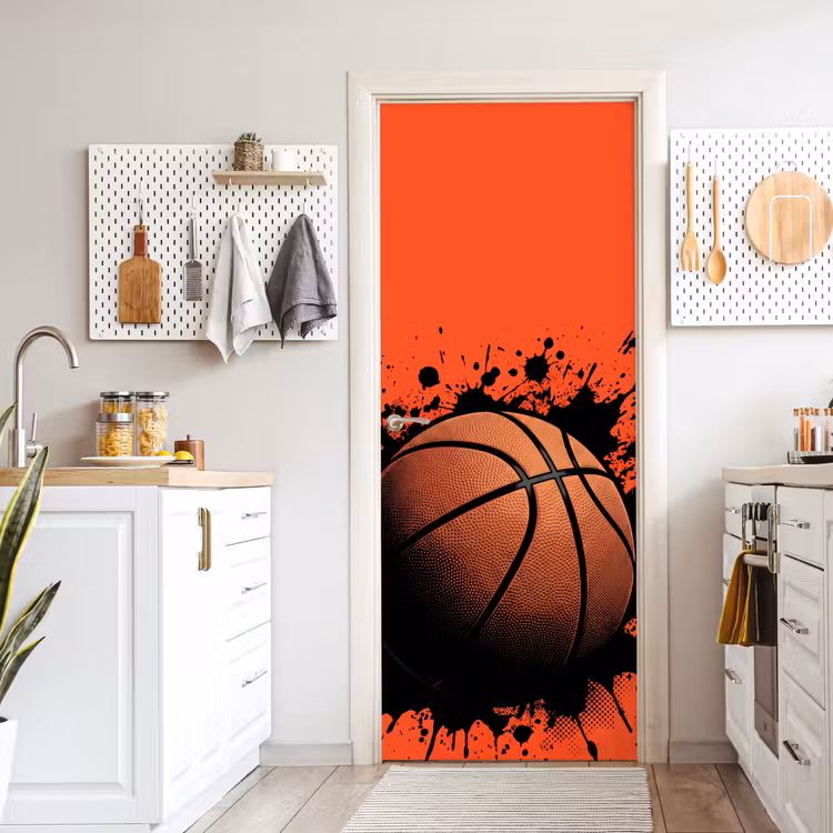 Basketbal - Verf - Sport - Oranje deurposter klein -sfeer5