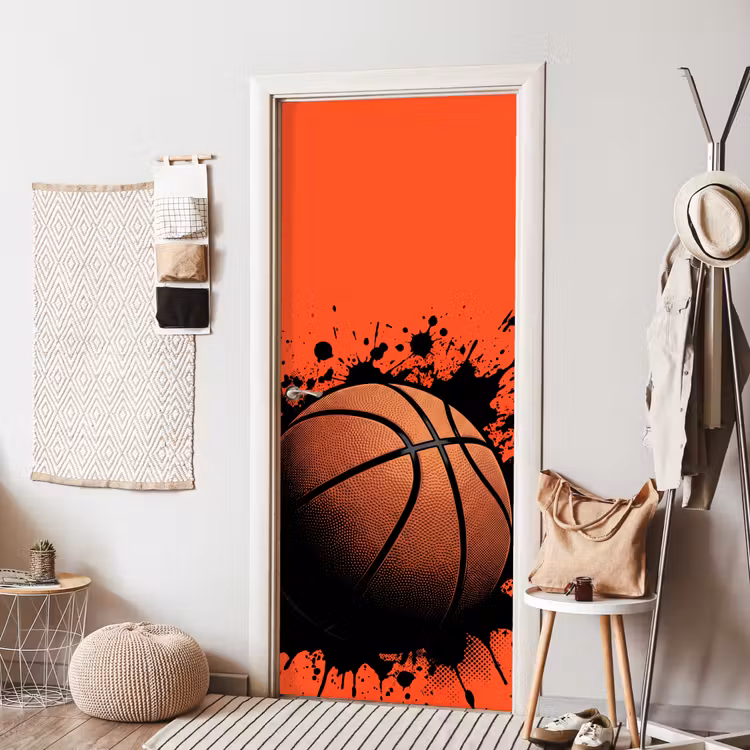 Basketbal - Verf - Sport - Oranje deurposter klein -sfeer6