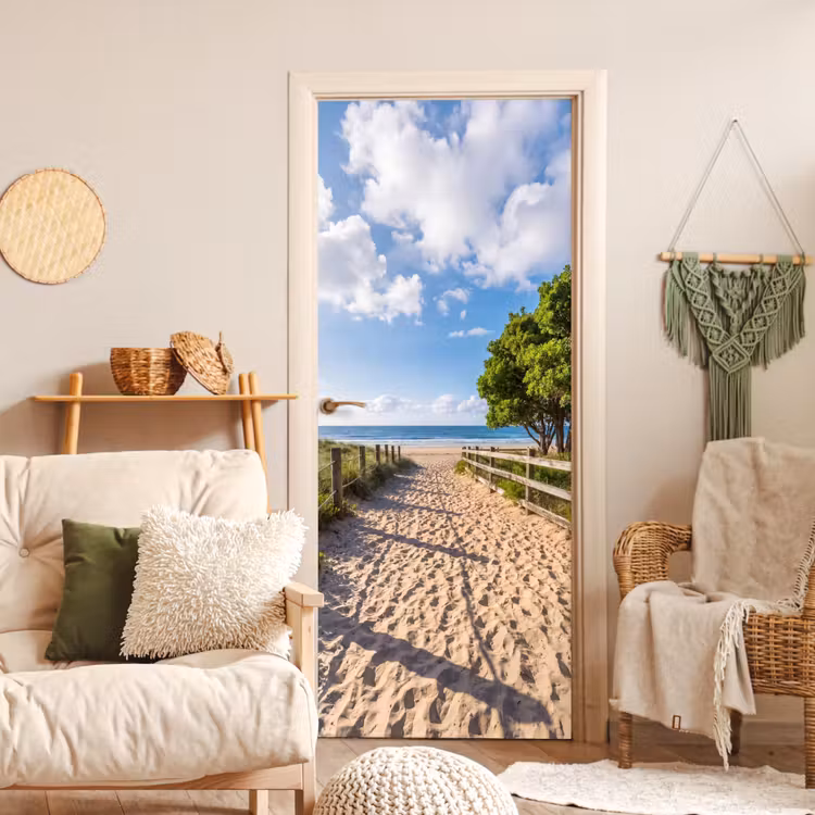 Strand - Zandpad - Oceaan - Natuur deurposter klein -sfeer2