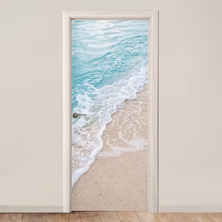 Strand - Zee - Golf - Natuur - Blauw deurposter klein -3d_beige