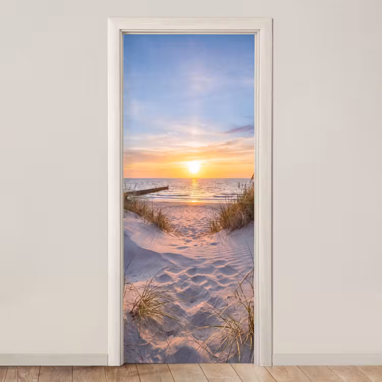 Strand - Zonsondergang - Natuur - Landschap deurposter klein -3d_beige