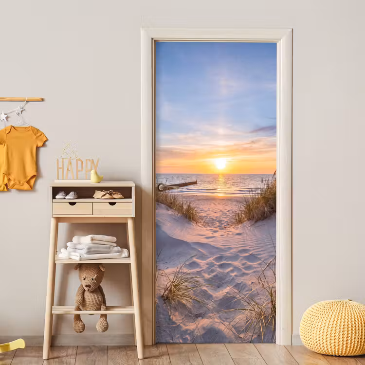 Strand - Zonsondergang - Natuur - Landschap deurposter klein -sfeer4