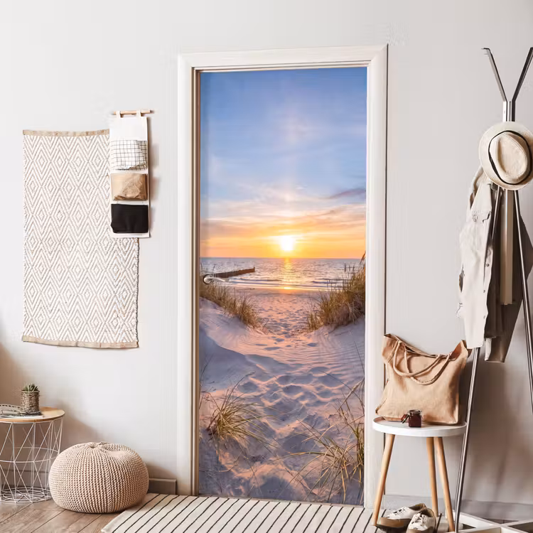 Strand - Zonsondergang - Natuur - Landschap deurposter klein -sfeer6