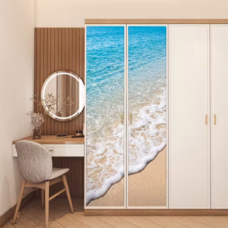Strand - Water - Natuur - Blauw - Beige deurposter klein -sfeer3