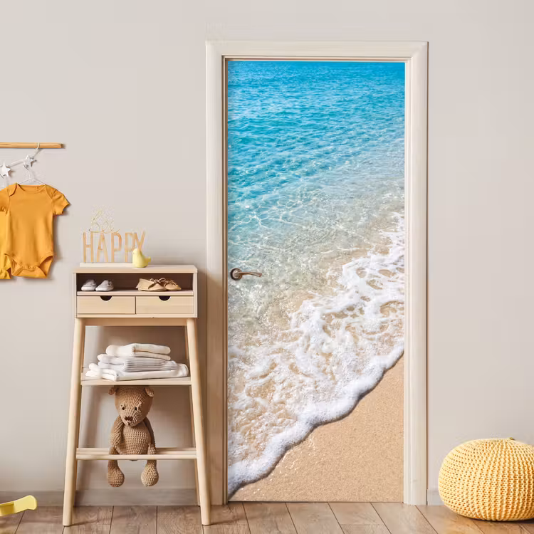 Strand - Water - Natuur - Blauw - Beige deurposter klein -sfeer4