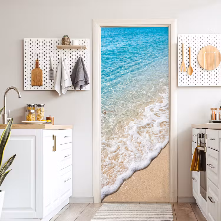 Strand - Water - Natuur - Blauw - Beige deurposter klein -sfeer5