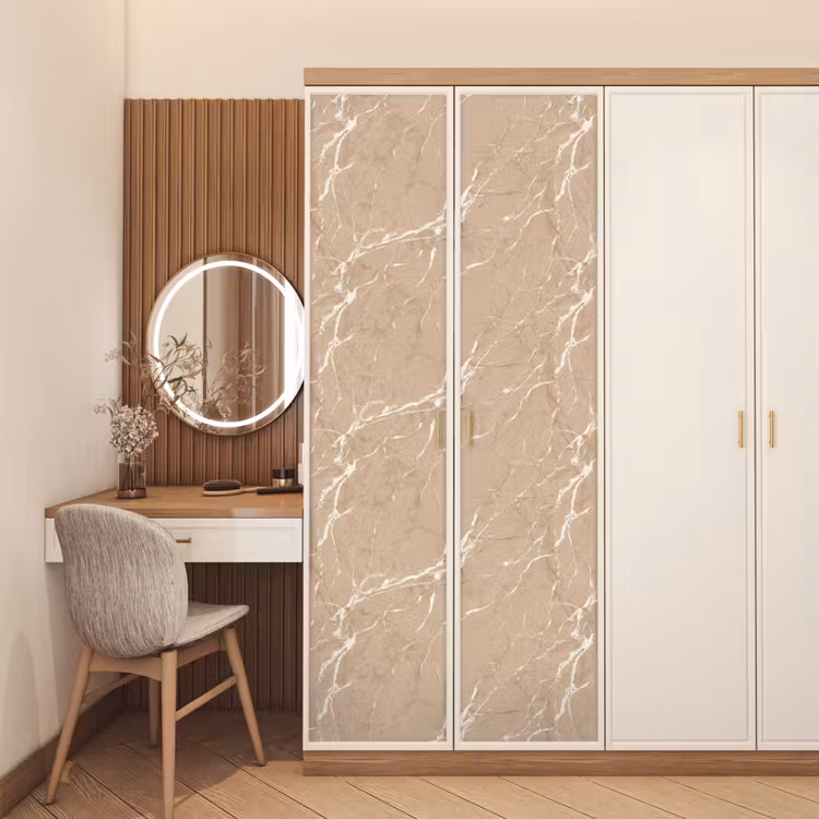 Beige - Marmer - Organisch - Wit deurposter klein 289 -sfeer3