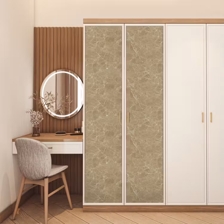 Beige - Marmer - Witte aders deurposter klein 289 -sfeer3