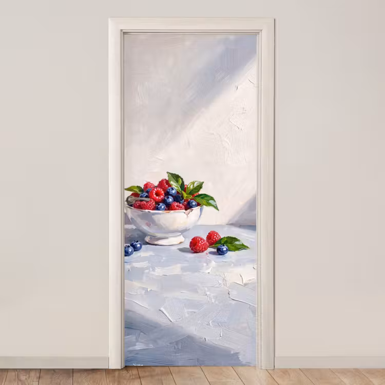 Door sticker - Berries - Bowl - Food - Bessen - Kom - Eten deurposter klein