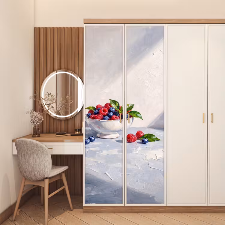 Door sticker - Berries - Bowl - Food - Bessen - Kom - Eten deurposter klein