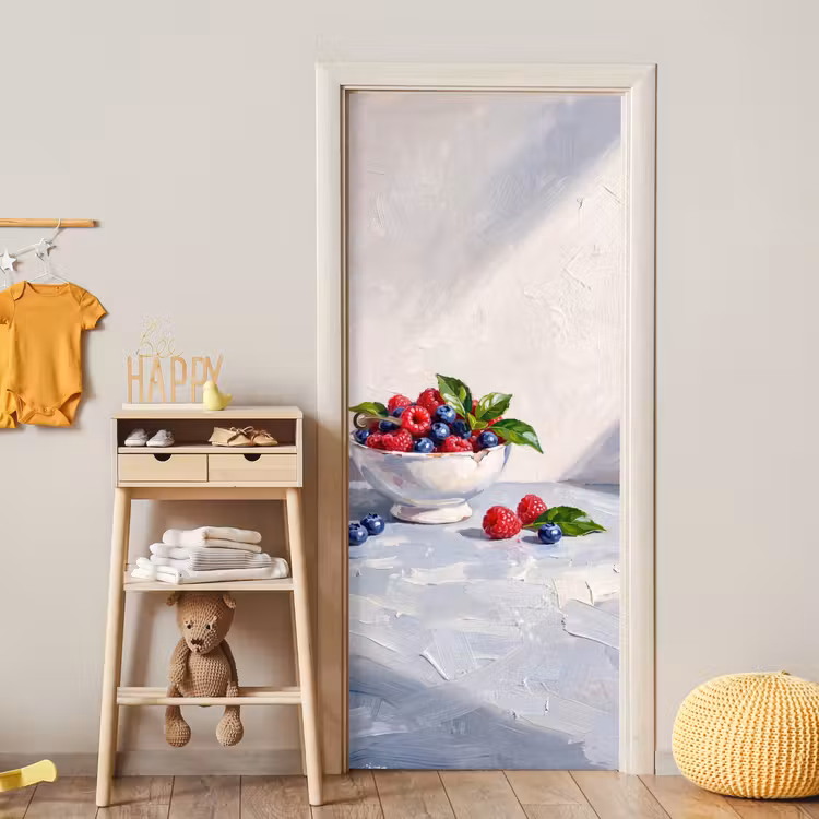 Door sticker - Berries - Bowl - Food - Bessen - Kom - Eten deurposter klein