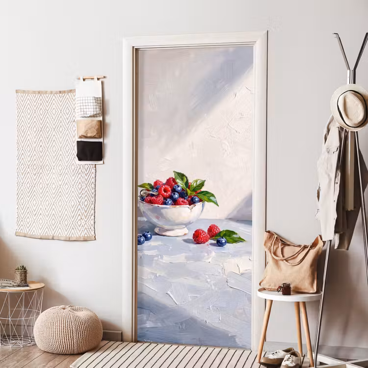 Door sticker - Berries - Bowl - Food - Bessen - Kom - Eten deurposter klein