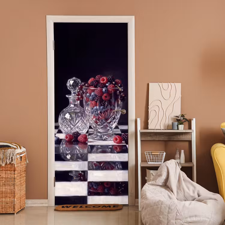 Door sticker - Berries - Crystal - Still Life - Bessen - Kristal - Stilleven deurposter klein
