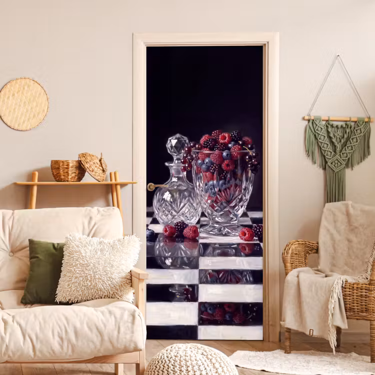 Door sticker - Berries - Crystal - Still Life - Bessen - Kristal - Stilleven deurposter klein