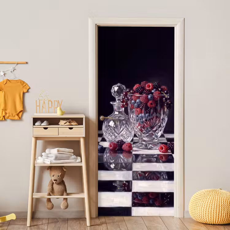 Door sticker - Berries - Crystal - Still Life - Bessen - Kristal - Stilleven deurposter klein
