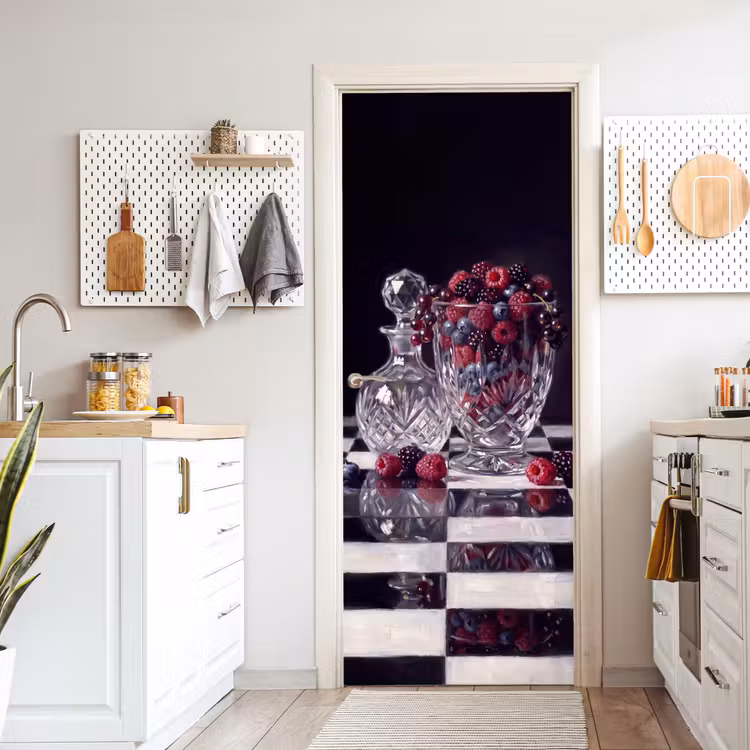 Door sticker - Berries - Crystal - Still Life - Bessen - Kristal - Stilleven deurposter klein