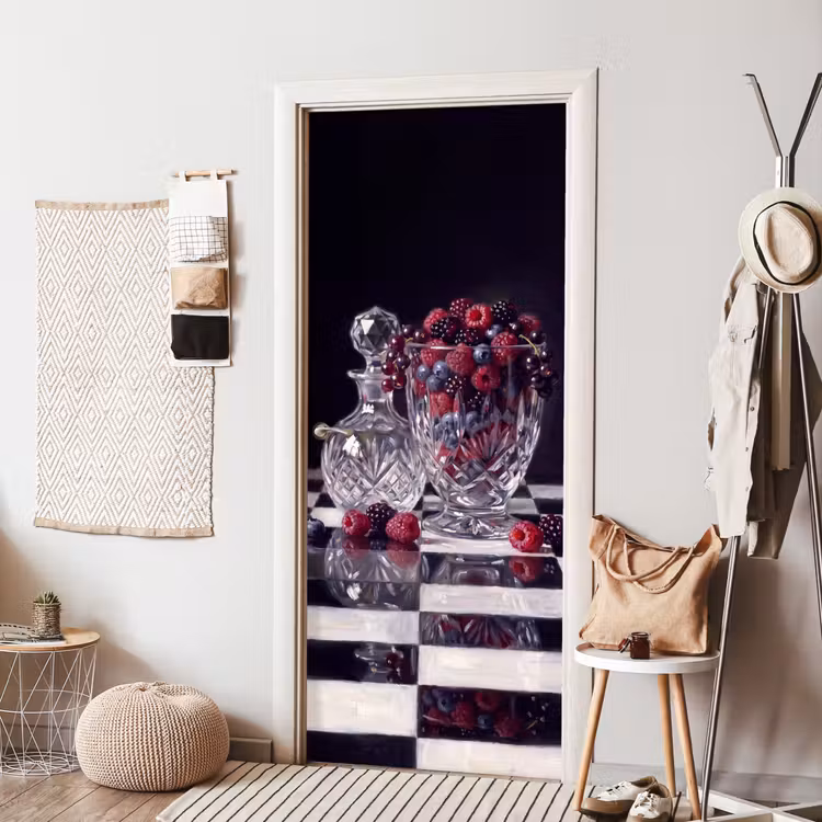 Door sticker - Berries - Crystal - Still Life - Bessen - Kristal - Stilleven deurposter klein