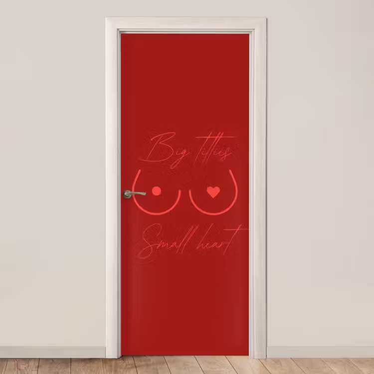 Big titties small heart - Rood - Hart deurposter klein -3d_beige