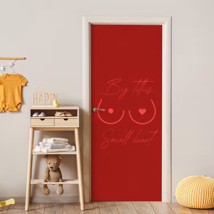 Big titties small heart - Rood - Hart deurposter klein -sfeer4