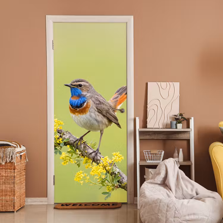Vogel - Tak - Natuur - Kleurrijk deurposter klein -sfeer1