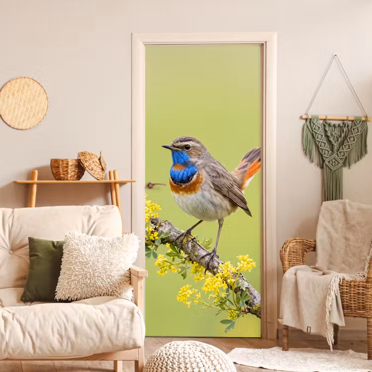 Vogel - Tak - Natuur - Kleurrijk deurposter klein -sfeer2