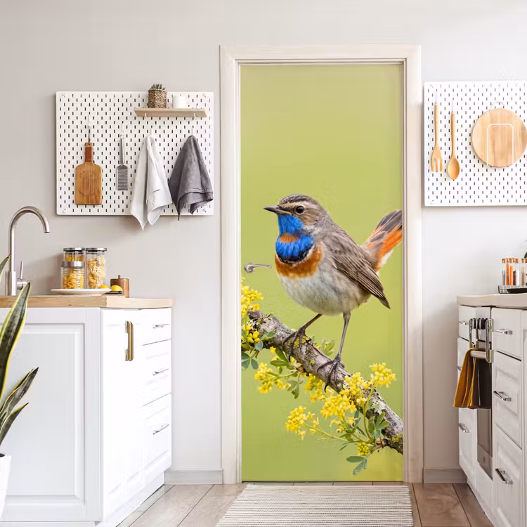 Vogel - Tak - Natuur - Kleurrijk deurposter klein -sfeer5