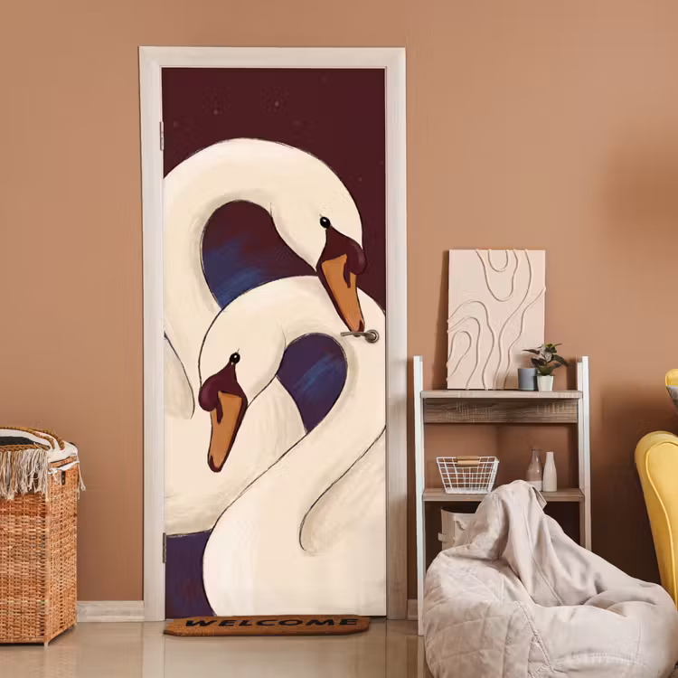 Vogel - Koppel - Liefde - Abstract - Wit deurposter klein -sfeer1