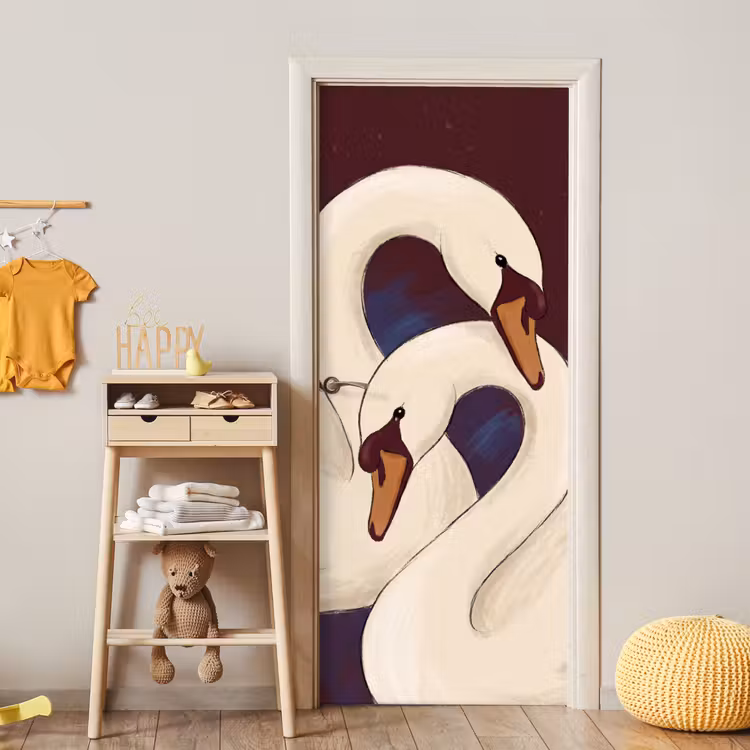 Vogel - Koppel - Liefde - Abstract - Wit deurposter klein -sfeer4