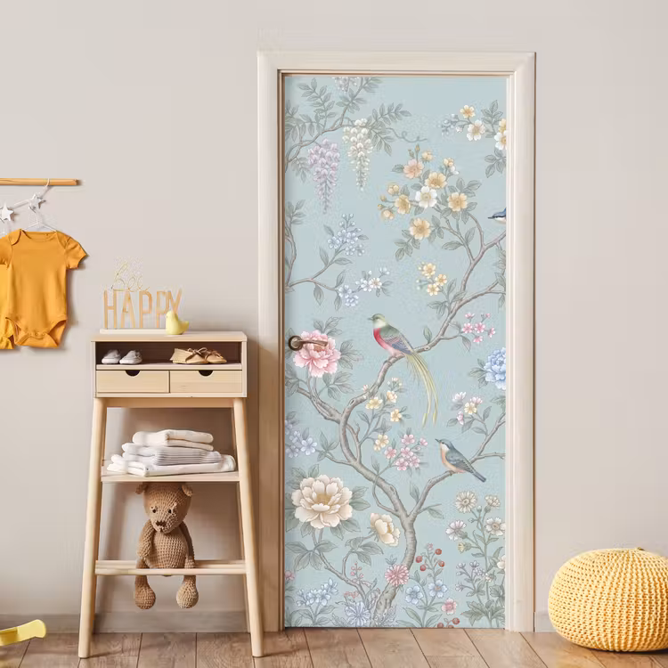 Vogel - Bloemen - Kleurrijk deurposter klein -sfeer4