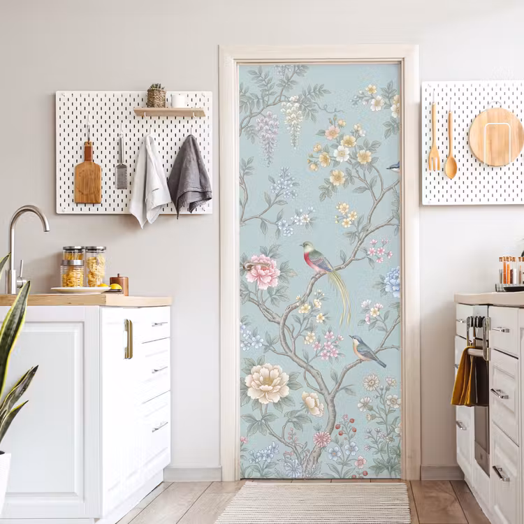 Vogel - Bloemen - Kleurrijk deurposter klein -sfeer5