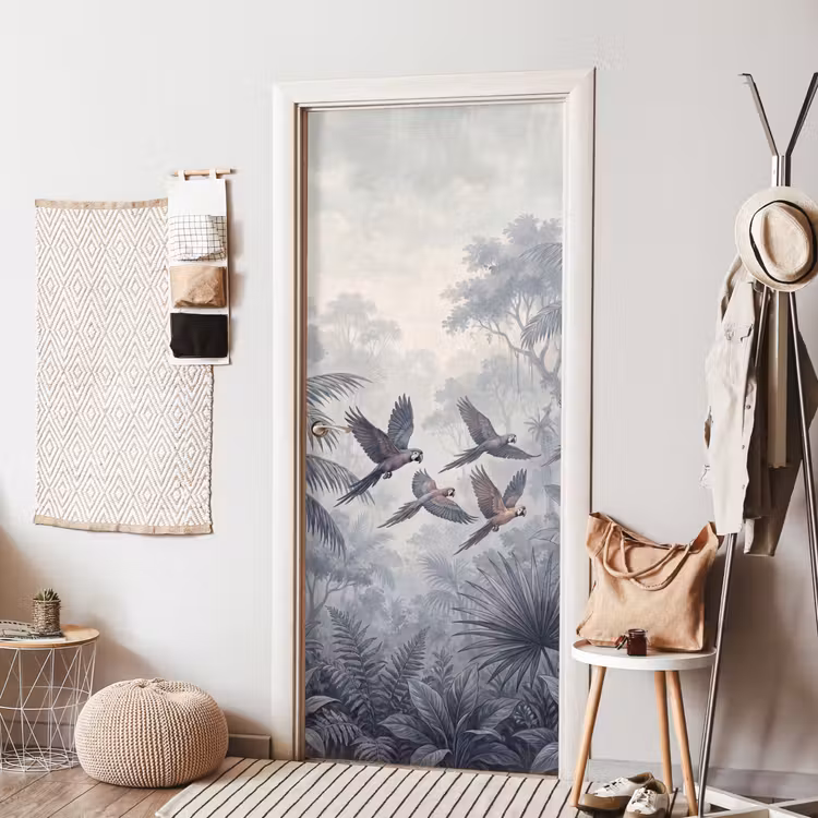 Vogel - Vliegend - Jungle - Vintage - Dieren deurposter klein -sfeer6