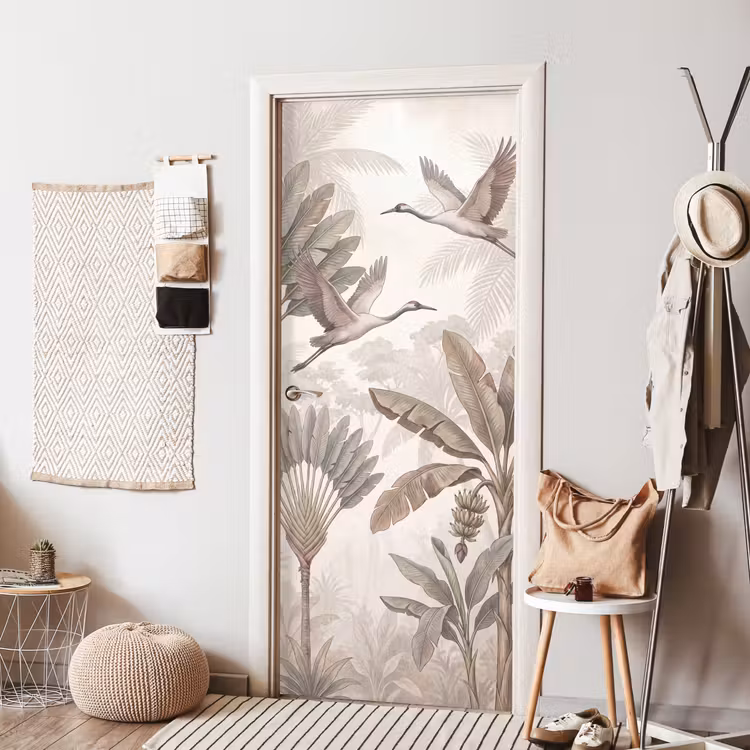 Vogel - Tropisch - Jungle - Natuur - Beige deurposter klein -sfeer6
