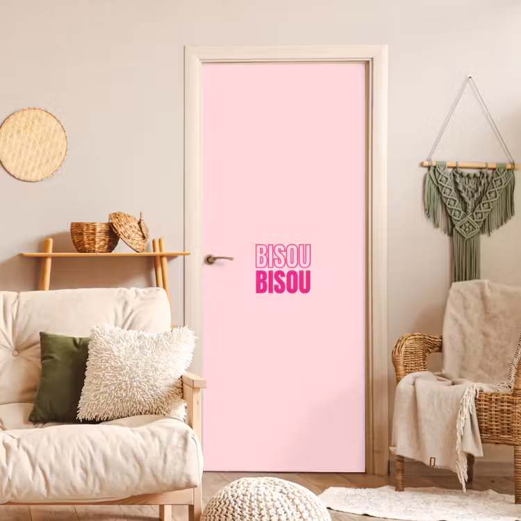 Bisou - Roze - Minimalistisch deurposter klein -sfeer2